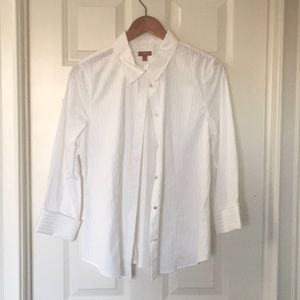 Talbots button down white with white stripes